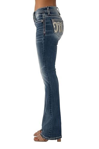 Miss Me Women's Maven Logo Embellished Pockets Mid-Rise Bootcut Jeans3