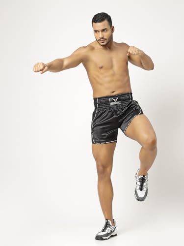 Invincible Men's Muay Thai Boxing Shorts Black X-Large Black Basic - Image 2