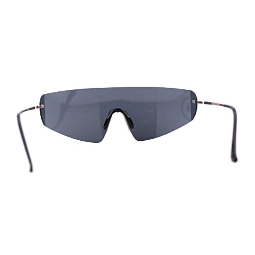 Retro Robotic Shield Rimless Sport Oversize Sunglasses4