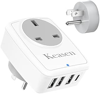 UK to US Plug Adaptor, Grounded UK to USA Travel Adapter with 3 USB A & USB C, 5 in 1 American Plug Adapter UK to US, US Adapter Travel from UK to USA, Canada, Thailand, Mexico and More (Type B)
