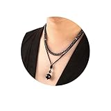 2Pcs Black Obsidian Necklace - Beaded Necklace for Men - Protection Necklace Men Choker Necklaces Obsidian Beads Pendant Jewelry Gifts for Men