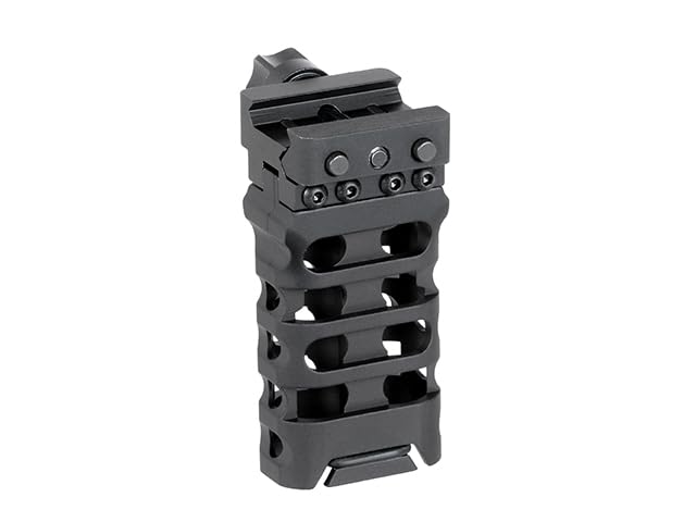 5KU Empuñadura Táctica o Grip Vertical Skeletonized para Airsoft, 80 mm, Compatible con Raíl Picatinny, Aluminio CNC, Negro, 95 g
