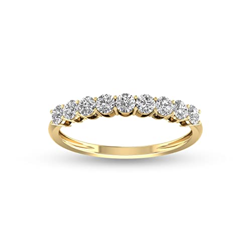 TimeLess Classics Jewelry For Women 1/2-1 Carat TW 9 Stone Natural Diamond Band in 14K White and Yellow Gold - Band For Engagement, Wedding, Anniversary