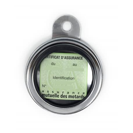 ASSA - Porte Vignette D'Assurance Moto Scooter - Diamètre 90Mm - en Acier Chromé - Utilisation Universelle Cover
