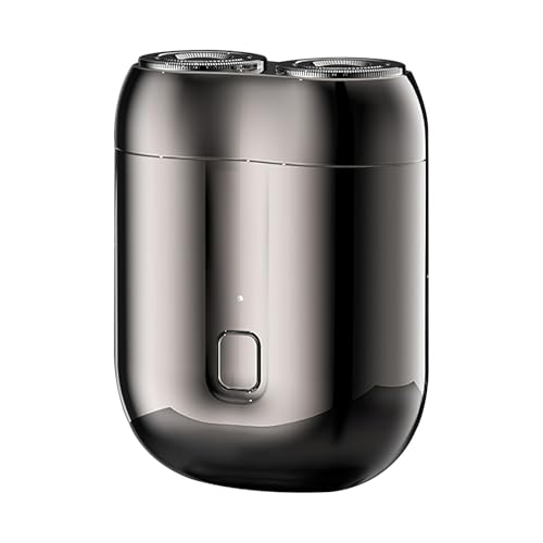 Reiserasierer,Rotierender Doppelkopf Elektrorasierer,Reise-Elektrorasierer,Tragbares Fellpflege-Gerät, Fortable Doppelkopf-Rasierer,Wasserdichter Wiederaufladbarer Reiserasierer (Grau)