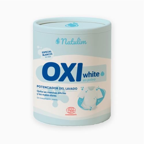 Natulim Oxi White - Polvo Blanqueador ECO - Potenciador de Lavado Sin Lejia - Quitamanchas Ropa Blanca - Respetuoso con el Medio Ambiente - 500gr