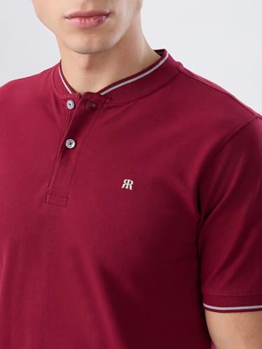 Image of Raymond Men Modern Fit Solid Pattern Pure Cotton Polo Neck Half Sleeve Casual T-Shirt