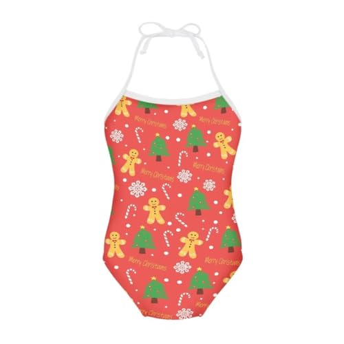 Image of Christmas Girls One-Piece Swimsuits Beach Halter Swimwear Bathing Suit for 3-10 Years