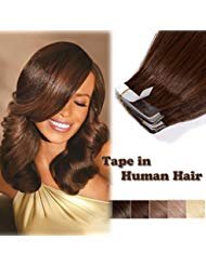 18 inch Tape in Human Hair Extension Medium Brown #4 Long Straight 100% Remy Seamless Skin Weft Hair Bonding Double Sided Tape 20Pcs/30g +10pcs Free Tapes
