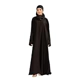DIVINELY CRAFTED Women Abaya Button-Up - Modest And Fashionable Wear, Long Sleeve, Wrinkle Resistant, Breathable Fabric - Black, XL (Length 58)