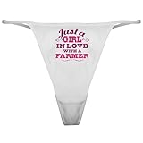 CafePress Girl in Love Farmer Classic Thong Underwear, Funny Womens Panties White