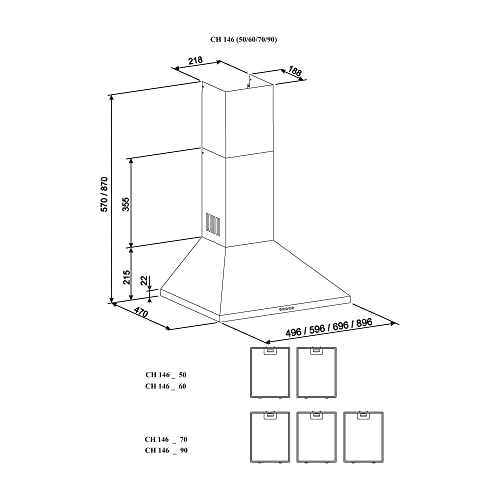 Cata-Campana-Extractora-VZX-9000-XA-Campana-de-Pared-Decorativo-90-cm-Capacidad-de-Extraccion-de-510m3h-3-niveles-de-Potencia-Acabado-en-Acero-Inoxidable