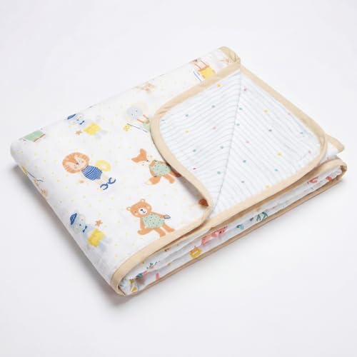 Image of haus & kinder Muslin Blanket for New Born Baby, Soft Breathable Baby Blankets Newborn, Baby Blanket for 0-2 Years, Cozy Baby Blanket, New Born Baby Essentials | Jungle Party