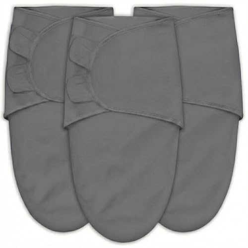Image of SWEET DOLPHIN 3-Pack Baby Swaddle Sleep Sacks - Newborn Swaddle Blanket with Soft Cotton - Ergonomic Wrap for Boys and Girls, 0-3 Months, Light Grey