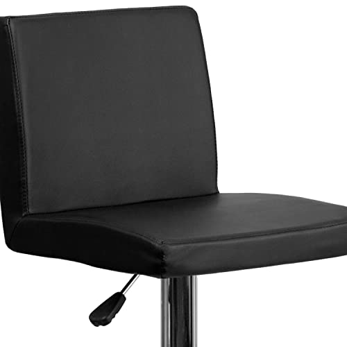 Butaco regulable de vinilo Flash Furniture con respaldo panel, color negro | Altura ajustable, estilo contemporáneo, base cromada y tapizado en vinilo miniatura 7