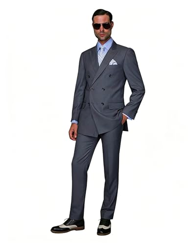 Blazer à Double Boutonnage pour Homme avec Revers en Pointe Veste de Costume Chic