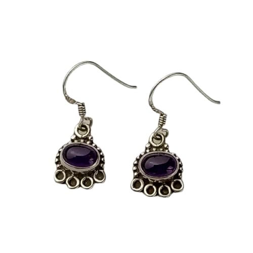 Boucles d'oreilles améthyste naturelle et argent 925 style minimaliste