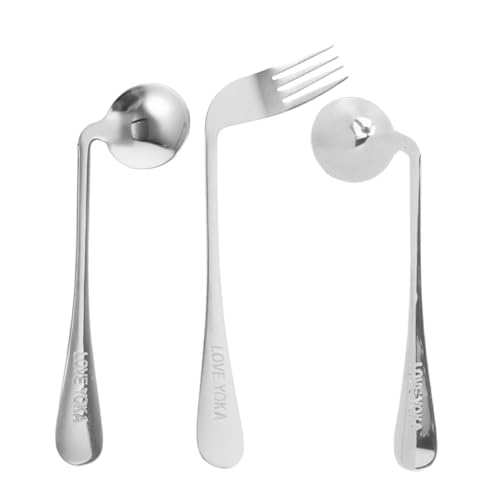 左利き用カトラリー1セット、湾曲スプーン、湾曲スプーン、フォーク、ユーティリティスプーン、食品供給角度スプーン、高齢者用斜めスプーン、補助スプーン、ステンレス鋼