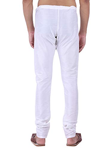 Image of HUZUR Men Pyjama,Churidar,Bottom wear,Silk Blend,Regular Fit,Wedding,Party,Festival,Family Funcation,White,Gold,Pajama