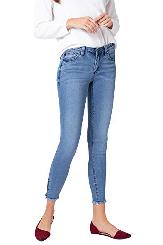 Kan Can Women's Low Rise Ankle Skinny Jeans - Hem Detail - KC6051 HRL 1/24