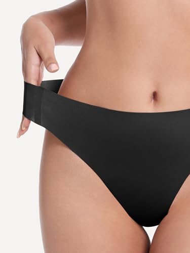 Image of LUCKMEEY Seamless Thongs for Women No Show Thong Panties for Women No Line G-String Thongs Sexy Shapewear Underwear Pack