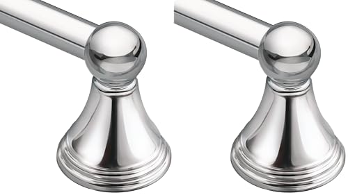Image of Moen Preston Collection Chrome 24-Inch Single Bathroom Towel Bar, Wall Mounted Hanger for Bath or Kitchen, DN8424CH (Pack of 2)