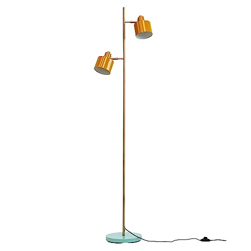 Dyberg Larsen Stehlampe Ocean Curry/Messing/Türkis - Stehlampe wohnzimmer - E14/40W - Lampe aus Dänisches Design ohne leuchtmittel - bodenlampe Modern - deko schlafzimmer oder wohnzimmer
