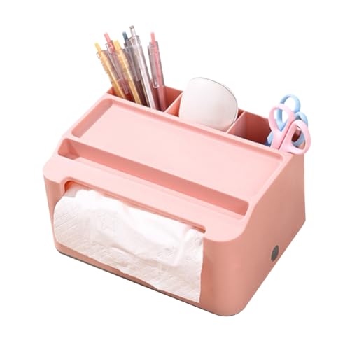 Quystetes 1 caja de almacenamiento de pañuelos, organizador de mesa de estudio con cajón, soporte remoto, estuche de pañuelos con bandeja organizadora estacionaria B