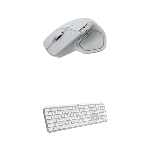 Image of Logitech MX Master 4 Ergonomic Wireless Bluetooth Mouse with Haptic Feedback + MX Keys S Wireless Bluetooth Keyboard with Backlit Low Profile Quiet Keys - USB-C, Windows, Linux, Chrome, Mac-Pale Grey