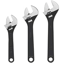 NINEFOX Adjustable Wrench Set 3 Piece, 6 8 10 in Wide Jaw Wrenches, Forged Steel, Max Opening 1.3 in 33 mm, Black, For Home Repair Plumbing and Auto Maintenance