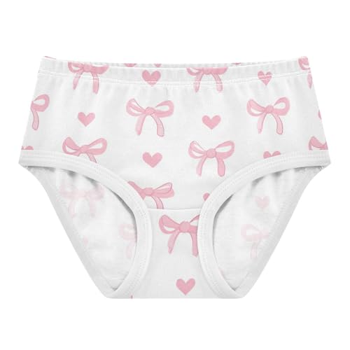 Wusikd Pink Ribbon Bow Heart (3) Girls' Underwear Cotton Girls Briefs Soft Toddler Underwear 2T