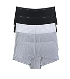 Iausie Womens Organic Cotton Boyshort Panties Underwear Teen Girls Sporty Boxer Briefs with Elastic Waistband, Organic Cotton(5* Multi), M