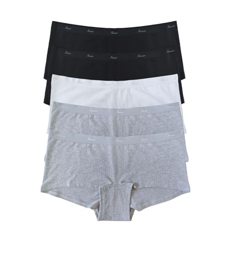 Womens Organic Cotton Boyshort Panties Underwear Teen Girls Sporty Boxer Briefs with Elastic Waistband