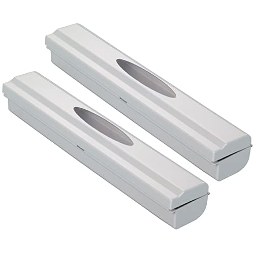 WENKO Folienschneider Perfect-Cutter, 2er Set, praktischer Abroller für Frischhaltefolie und Alufolie, Folienspender aus Kunststoff, 38 x 5,2 x 6,7 cm, Lichtgrau