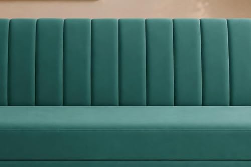 Image of Modern Velvet 3 Seater Sofa Cum Bed, Convertible Sleeper Couch Sofa for Living Room, Bedroom - Green Color
