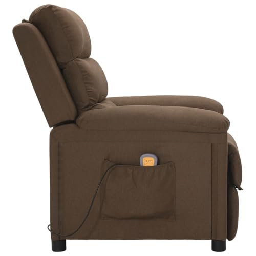 Tidyard Massagesessel Braun Stoff, Armlehnensessel Relaxsessel TV-Sessel Fernsehsessel für Wohnzimmer Schlafzimmer342355 – Bild 4