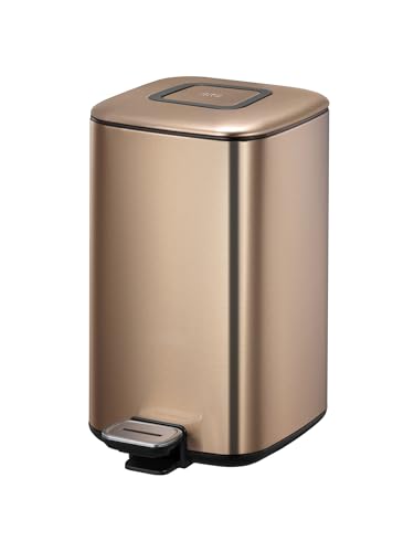 Image of Obsessions EKO 12 Litre Stainless Steel Pedal Dustbin - Soft-Close Lid with Liner & Deodorizer Compartment, Bronze Copper Finish for Kitchen, Bathroom