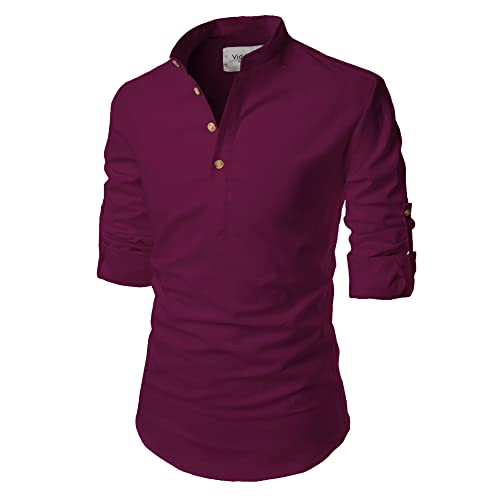 Image of Vida Loca Full Sleeve Chinese /Rounded /Collar Pure Cotton Casual, Wedding, Party, Festival Stylish Short Length Slim fit Kurta Style Shirt for Men and Boys. (Beige 36)