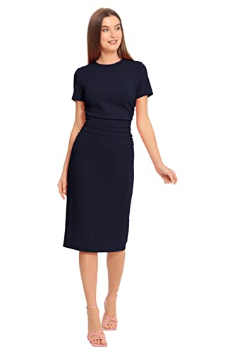 Image of Maggy London Women's Dresses Ruched Waist Crepe Sheath Dress Workwear Office Occasion Event Guest of