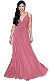 KOH KOH Petite Womens Long Bridesmaid Multi-Way Wedding Convertible Wrap Infinity Cocktail Sexy Summer Party Formal Prom Transformer Gown Gowns Maxi Dress Dresses, Rose Pink XS 2-4