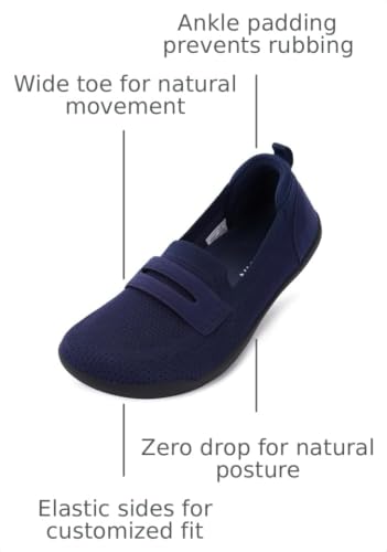 Image of WHITIN Women's Wide Toe Box Loafers Slip On Flats W607 | Roomy Forefoot Comfort, Effortless Wear, Balanced Foot Alignment, Breathable Knit Upper, Natural Walking Feel