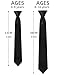 A&J DESIGN Boys Ties Necktie and Pocket Square Set Pre-Tied Zipper Tie for Wedding School Accessory Black 15 Inch