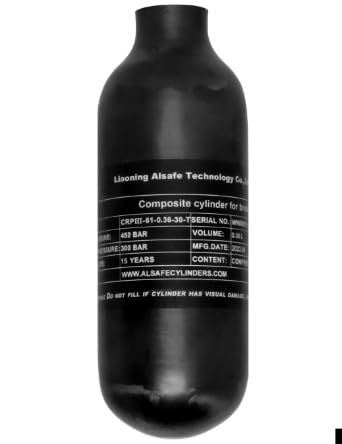 Generic 4500PSI 300Bar 30MPA Compact 0.36L 360cc Carbon Fiber Cylinder Thread M18*1.5, Matte black