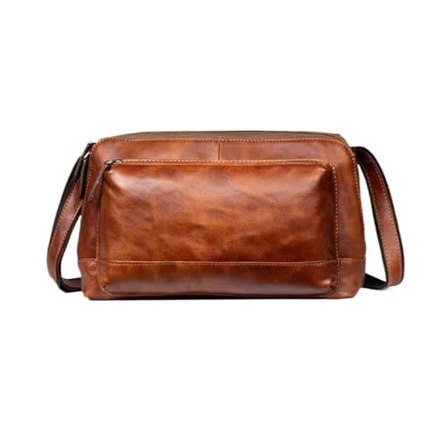 Mens Messenger Bags Shoulder Bags Genuine Leather Casual Daypacks Briefcases Crossbody Bags Travel Bags(Brown)