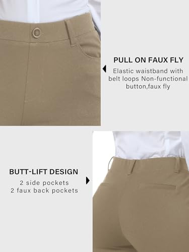 Image of Stelle Women 28 inch /30 inch / 32 inch Bootcut Dress Pants Business Casual Work Pants with Pockets Pull On Regular Slacks for Office