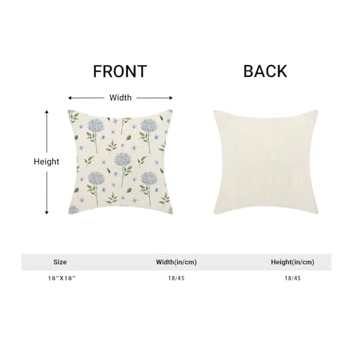 Image of AEIOAE Spring Pillow Covers 18x18 Inch Set of 2, Blue Green Hydrangea Flower Leaves Throw Pillows Case,Floral Summer Outdoor Seasonal Decorative Farmhouse Decor Cushion Covers for Home Sofa Bed Couch