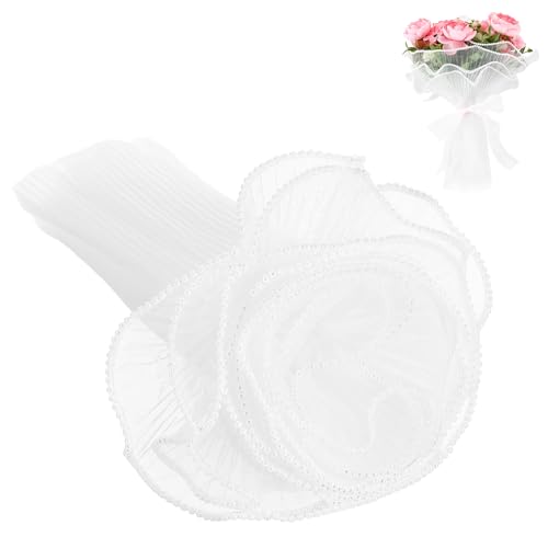 SEWACC Pearl Mesh Floral Wrapping Paper Yards Decorative Bouquet Wrap Material for Fresh Flowers for Florist Supplies and Floral Arrangements