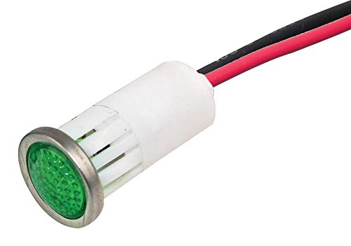 VCC (VISUAL COMMUNICATIONS COMPANY) 1092D5-125VAC LED Panel Mount Indicator, Green, 125 VAC, 12.7 mm, 25 mA, 12 cd, Not Rated