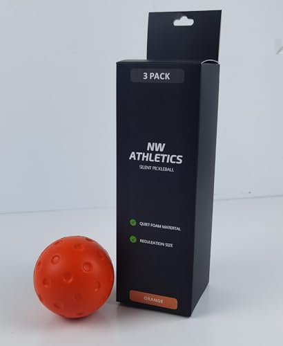 NW Athletics Silent Pickleballs, Quiet Foam Core, Reduced Noise, 3-Pack