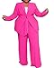 IyMoo Plus Size Pant Suits for Women Long Sleeve 2 Piece Blazers Outfits Fashion Autumn Pure Sets Rose Red 1X